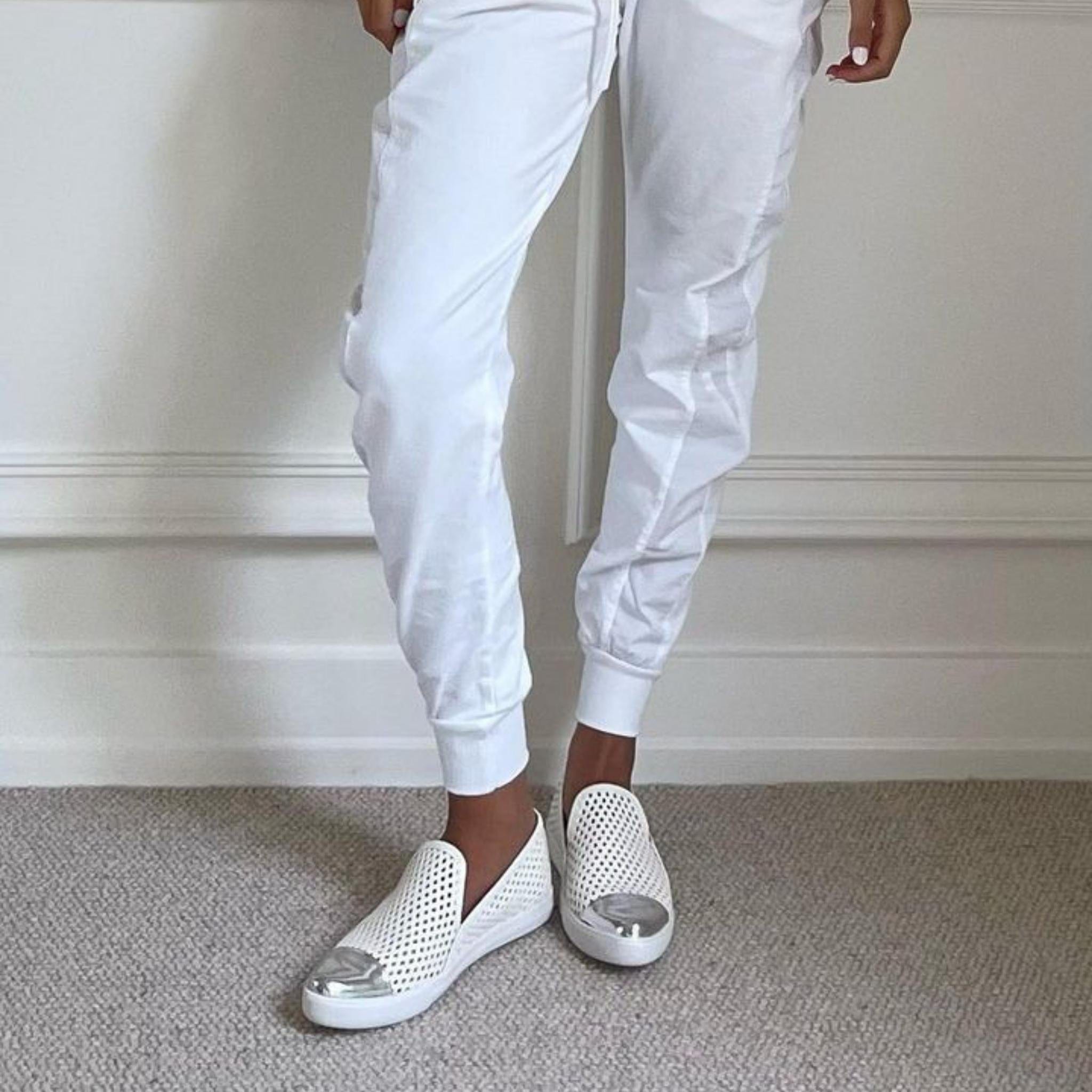 Jibs Slim Soft White + Silver Toe Cap leather slip-on sneaker flat shoes sustainable Editorial