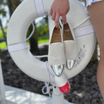 Jibs Slim Soft White + Silver Toe Cap leather slip-on sneaker flat shoes sustainable Editorial