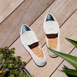 Jibs Slim Soft White + Silver Slip On Sneaker Patio Style