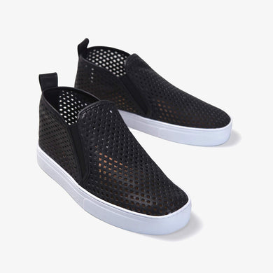 Jibs Mid Rise Jet Black Slip On Sneaker Bootie