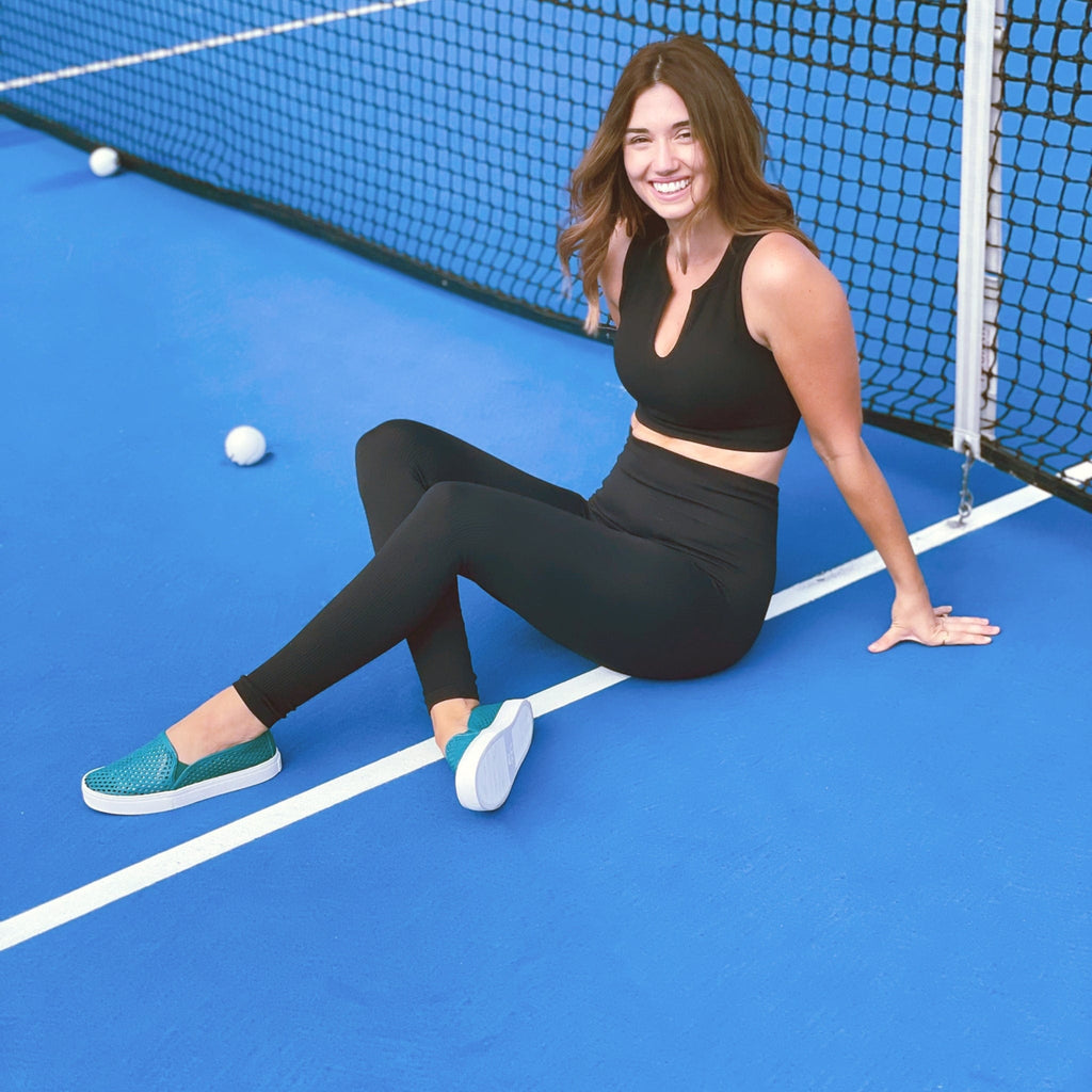 Jibs Classics Teal leather slip-on sneaker shoes sustainable Editorial