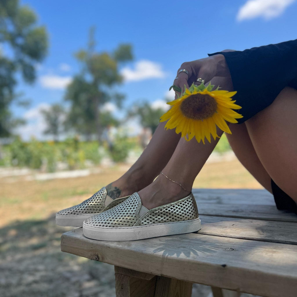 Jibs Classics Gold leather slip-on sneaker shoes sustainable Editorial