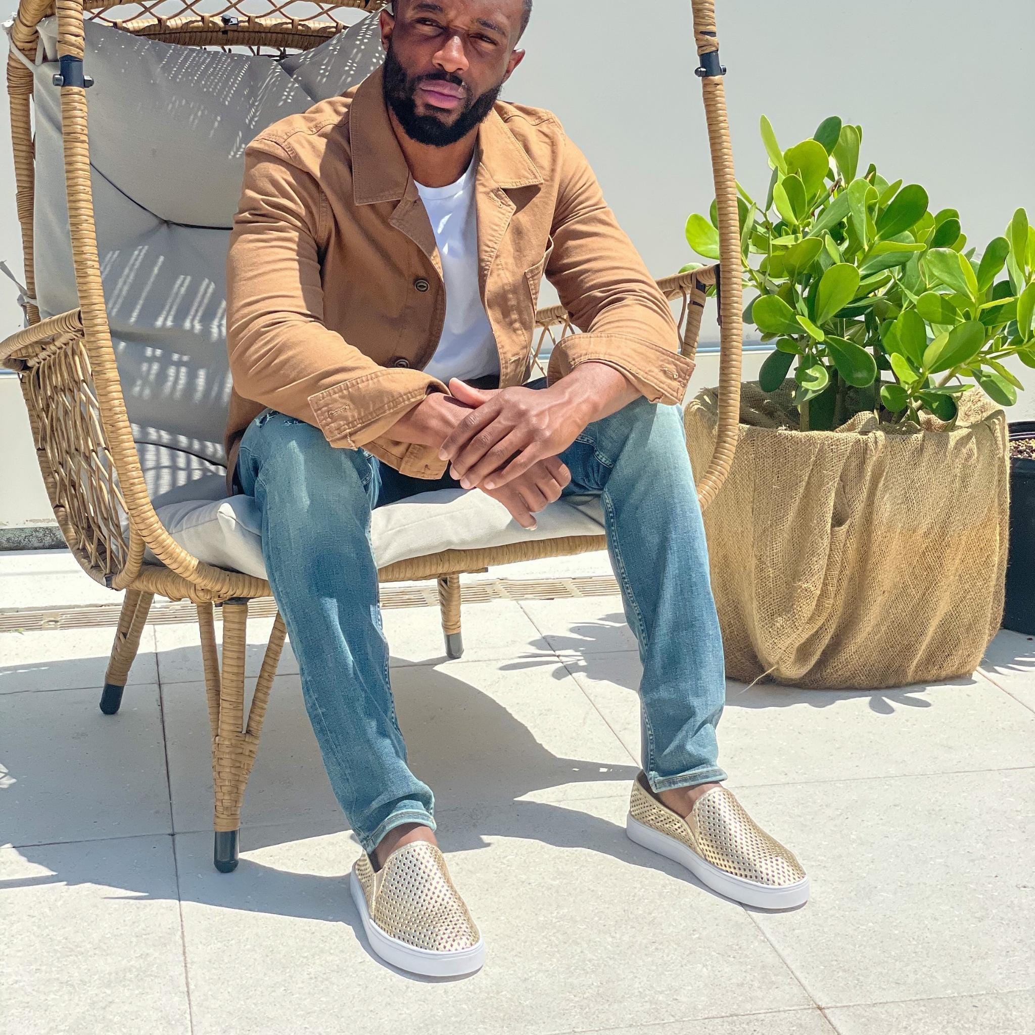 Jibs Classics Gold leather slip-on sneaker shoes sustainable Editorial