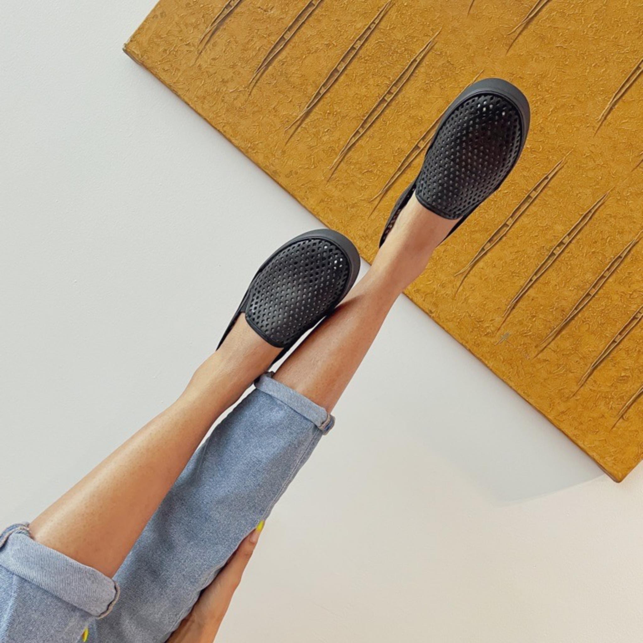 Jibs Classics Jet Black Royale leather slip-on sneaker shoes sustainable Editorial