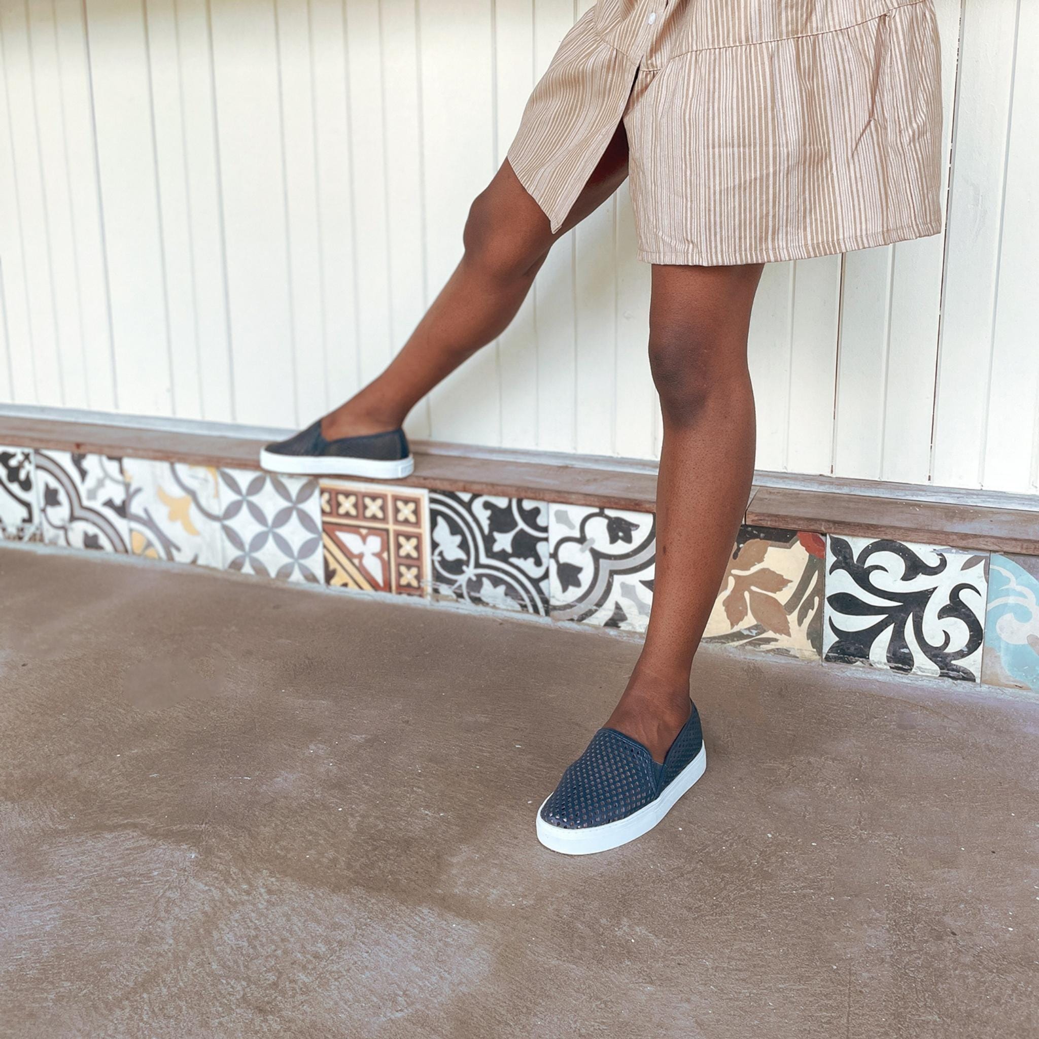 Jibs Classics Navy leather slip-on sneaker shoes sustainable Editorial