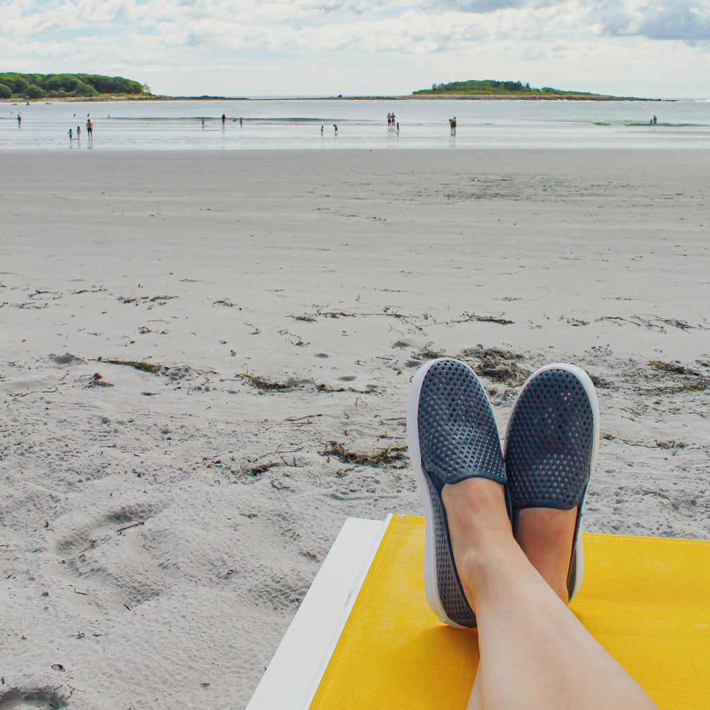 Jibs Classics Navy leather slip-on sneaker shoes sustainable Editorial