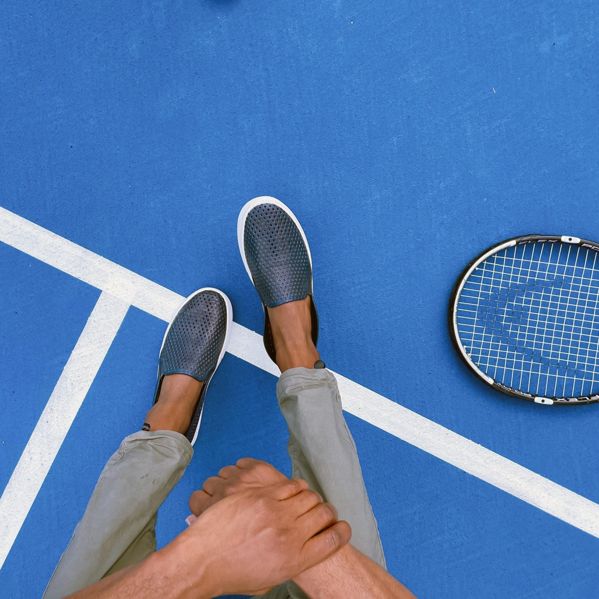 Jibs Classics Navy leather slip-on sneaker shoes sustainable Editorial