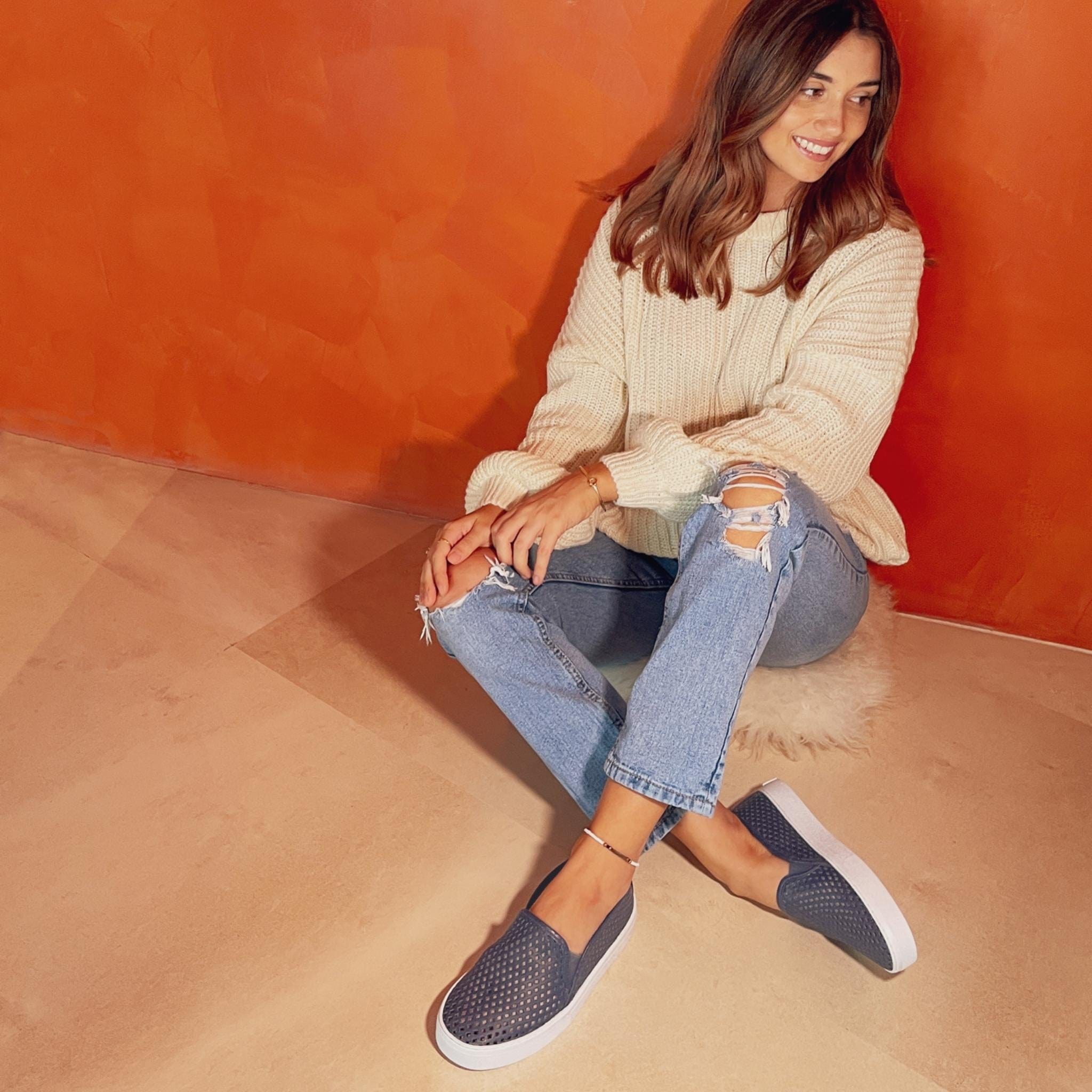 Jibs Classics Navy leather slip-on sneaker shoes sustainable Editorial