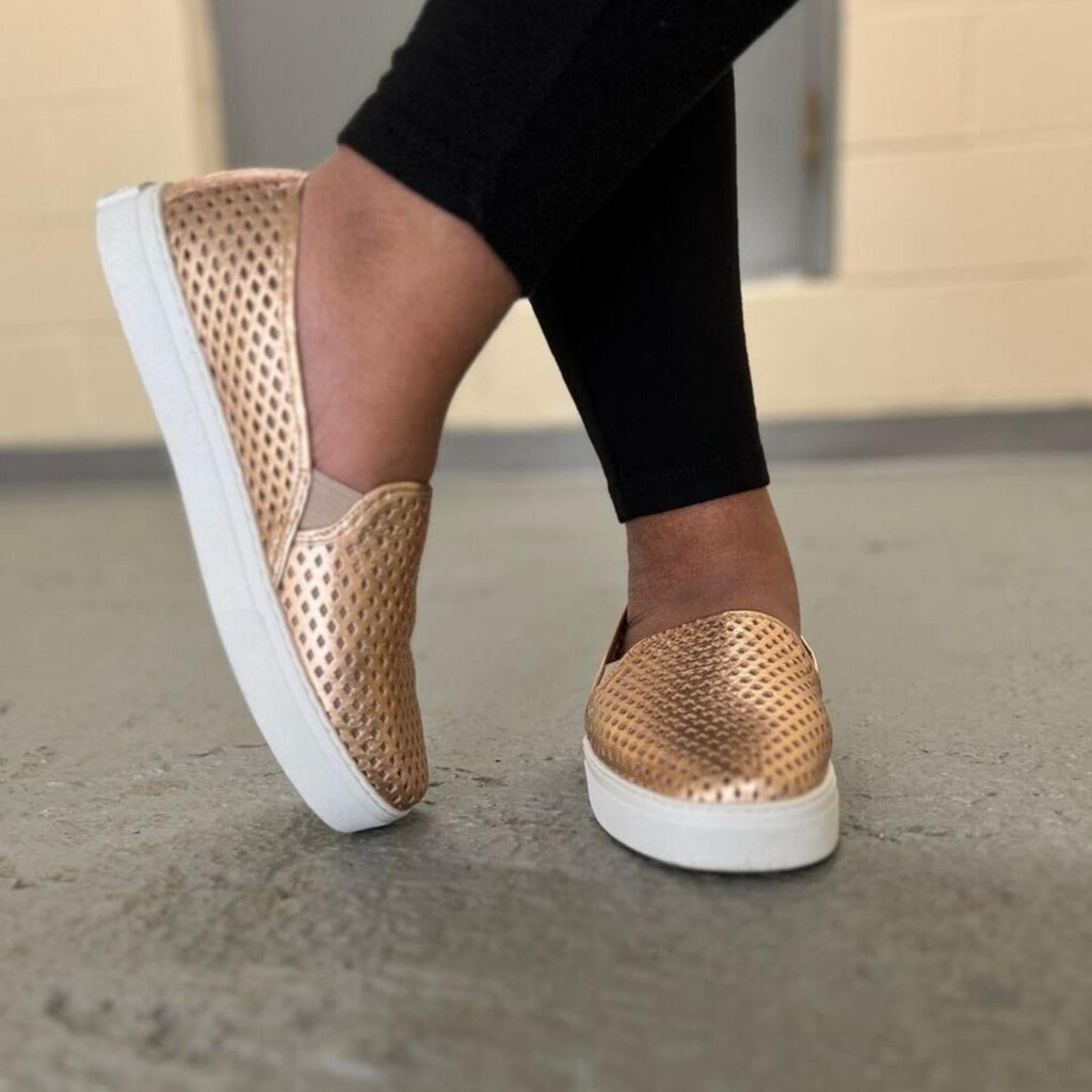 Jibs Classics Rose Gold leather slip-on sneaker shoes sustainable Editorial