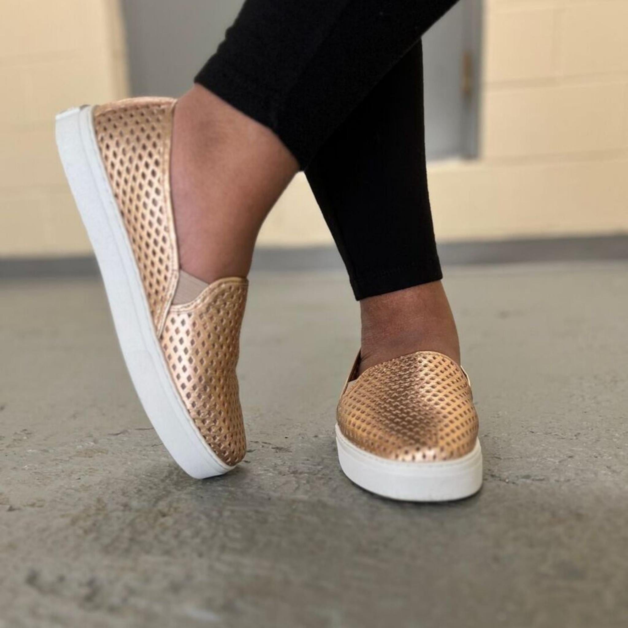 Jibs Classics Rose Gold leather slip-on sneaker shoes sustainable Editorial