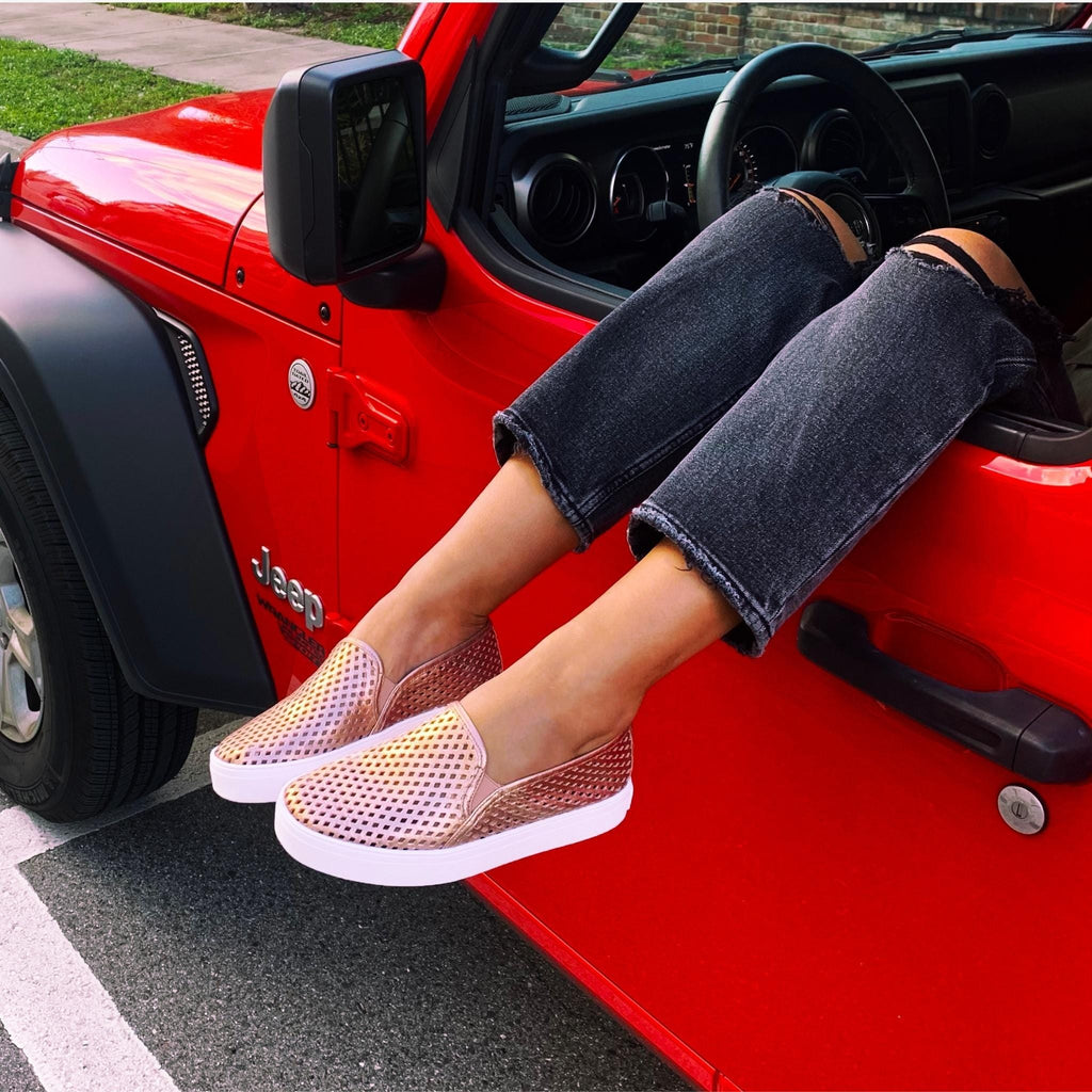 Jibs Classics Rose Gold leather slip-on sneaker shoes sustainable Editorial