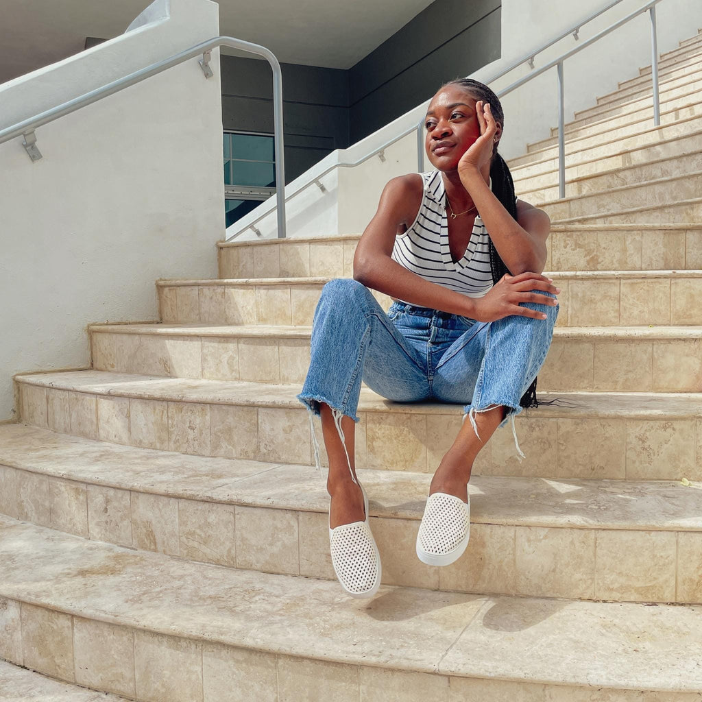 Jibs Classics Soft White leather slip-on sneaker shoes sustainable Editorial