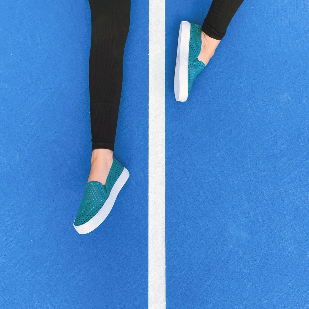 Jibs Classics Teal leather slip-on sneaker shoes sustainable Editorial