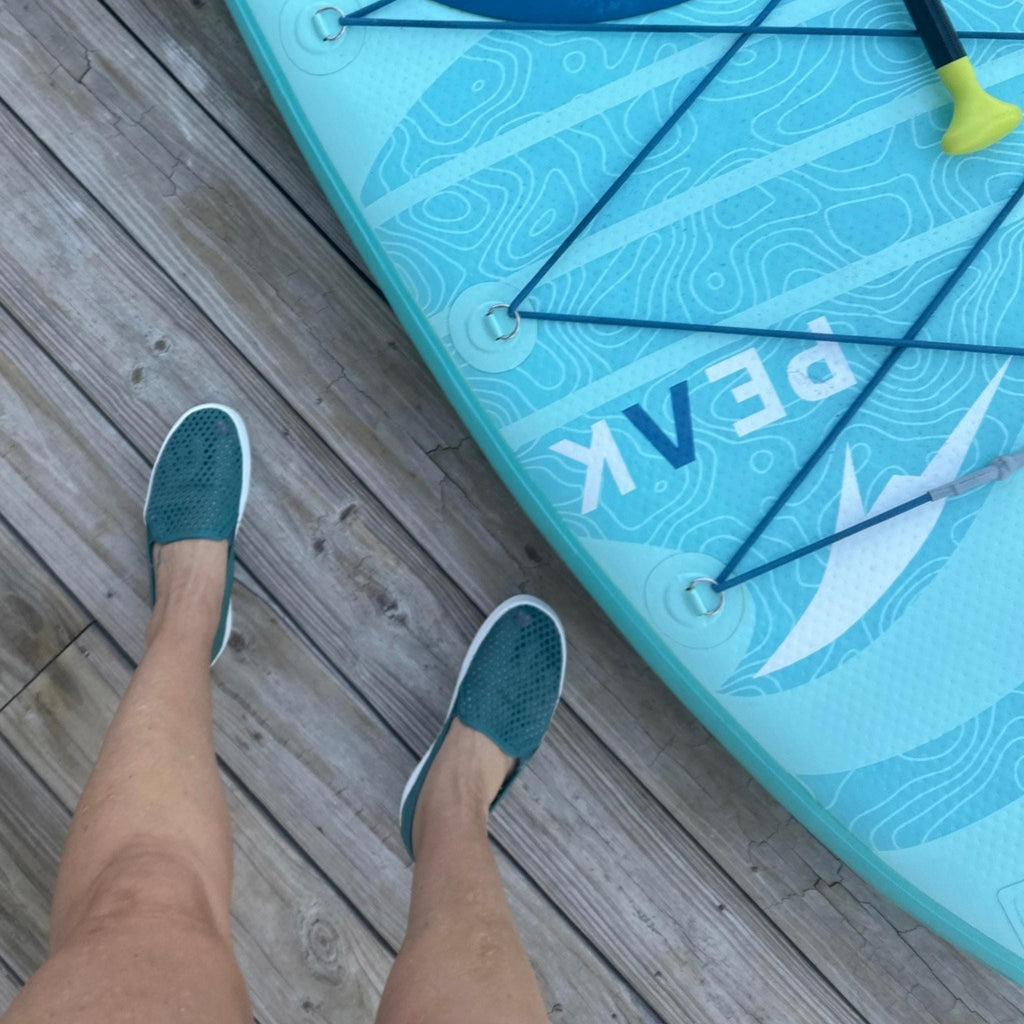 Jibs Classics Teal leather slip-on sneaker shoes sustainable Editorial