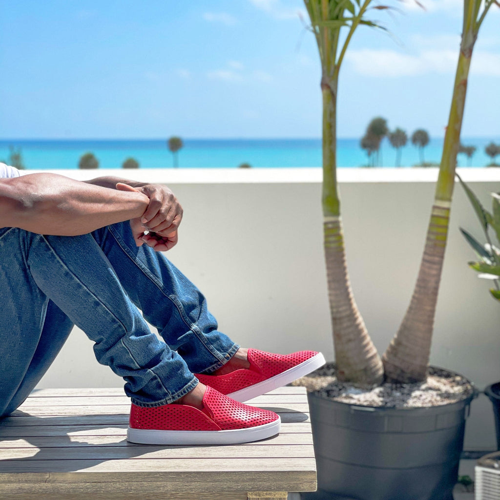 Jibs Classics True Red leather slip-on sneaker shoes sustainable Editorial