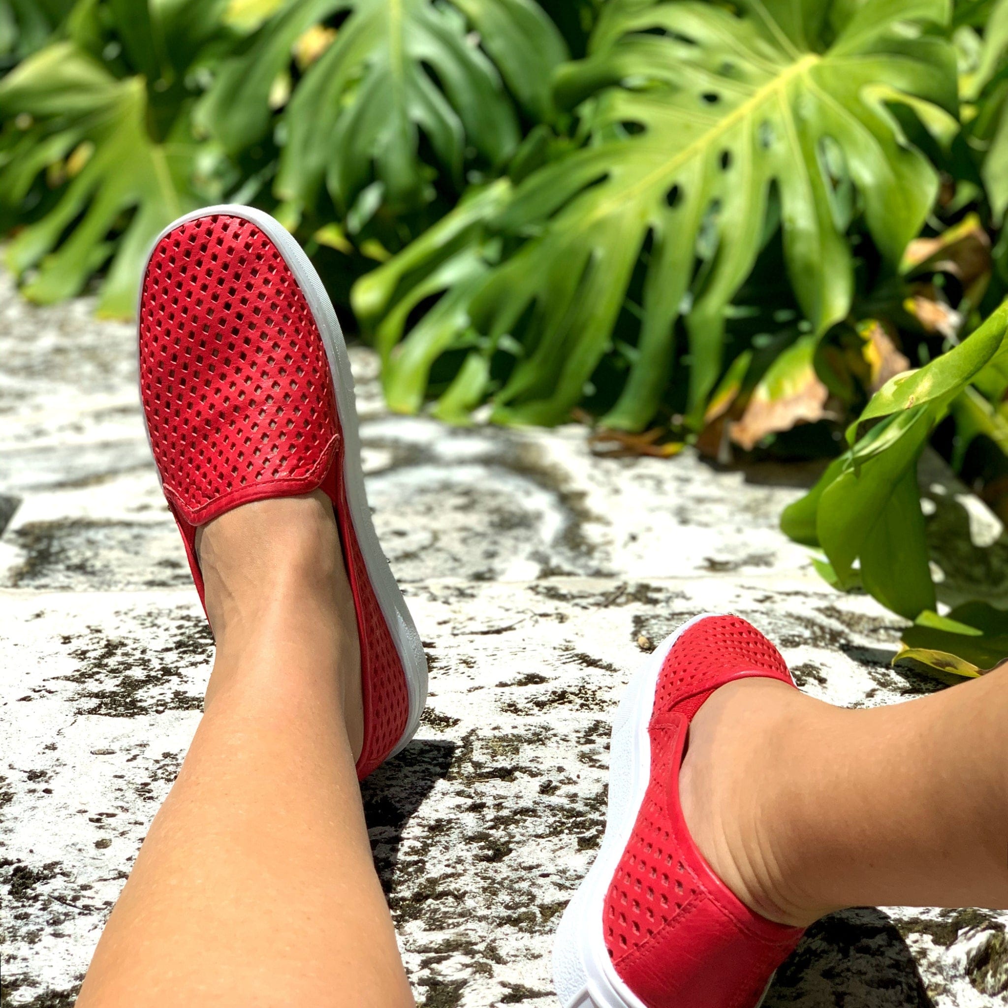 Jibs Classics True Red leather slip-on sneaker shoes sustainable Editorial