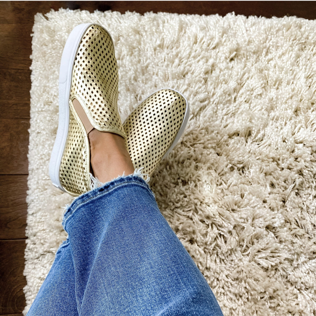 Jibs Mid Rise Gold leather slip-on sneaker shoes sustainable Editorial