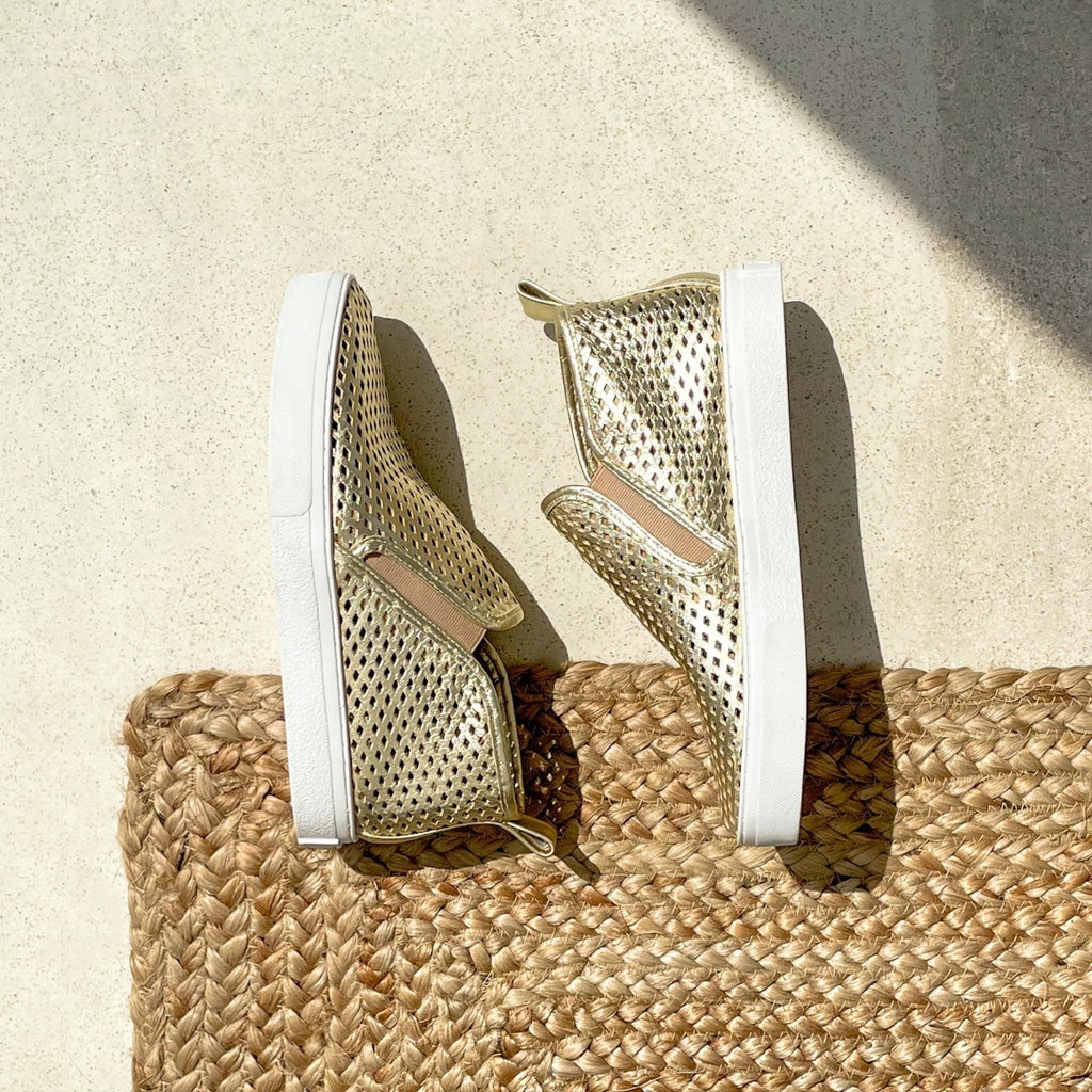 Jibs Mid Rise Gold leather slip-on sneaker shoes sustainable Editorial