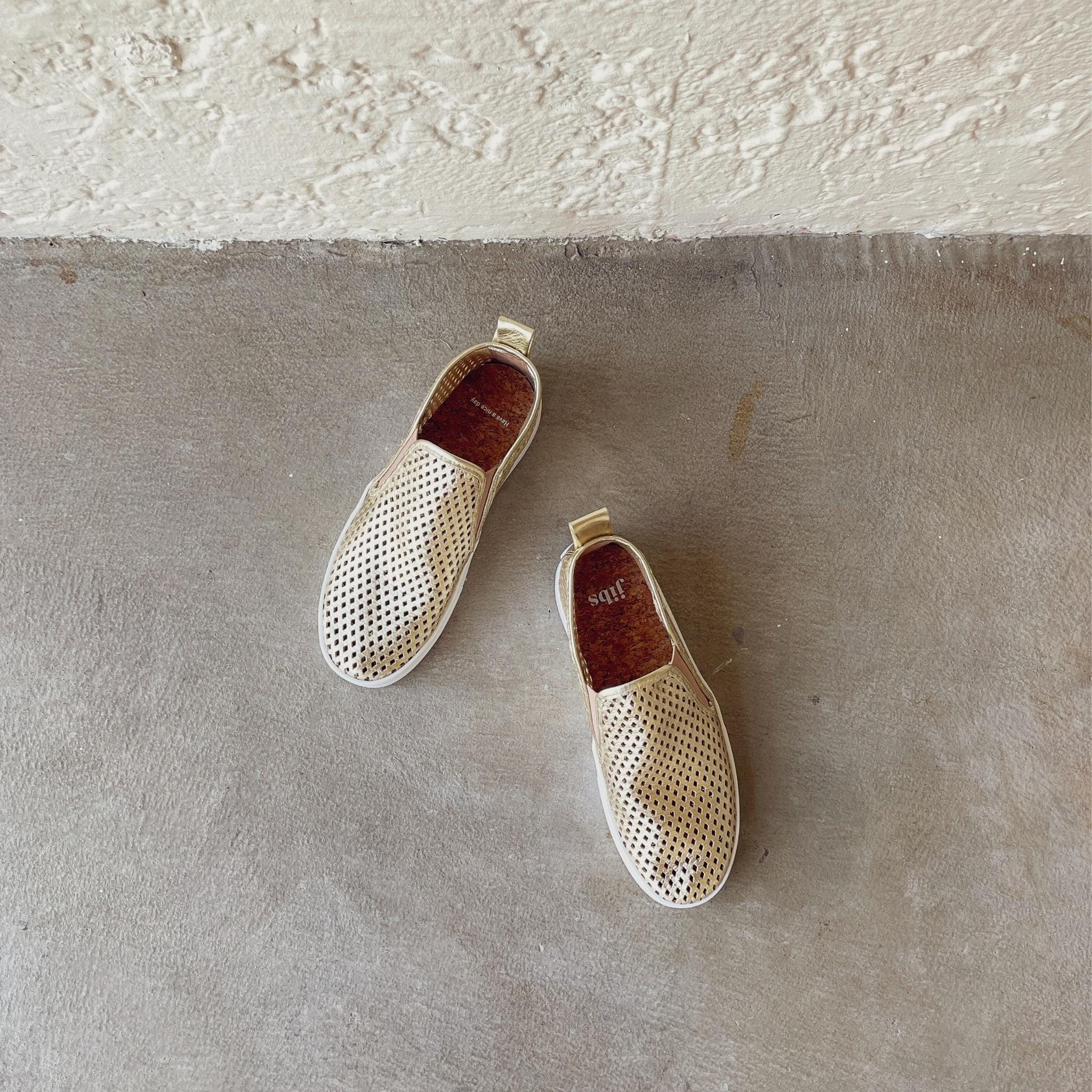 Jibs Mid Rise Gold leather slip-on sneaker shoes sustainable Editorial