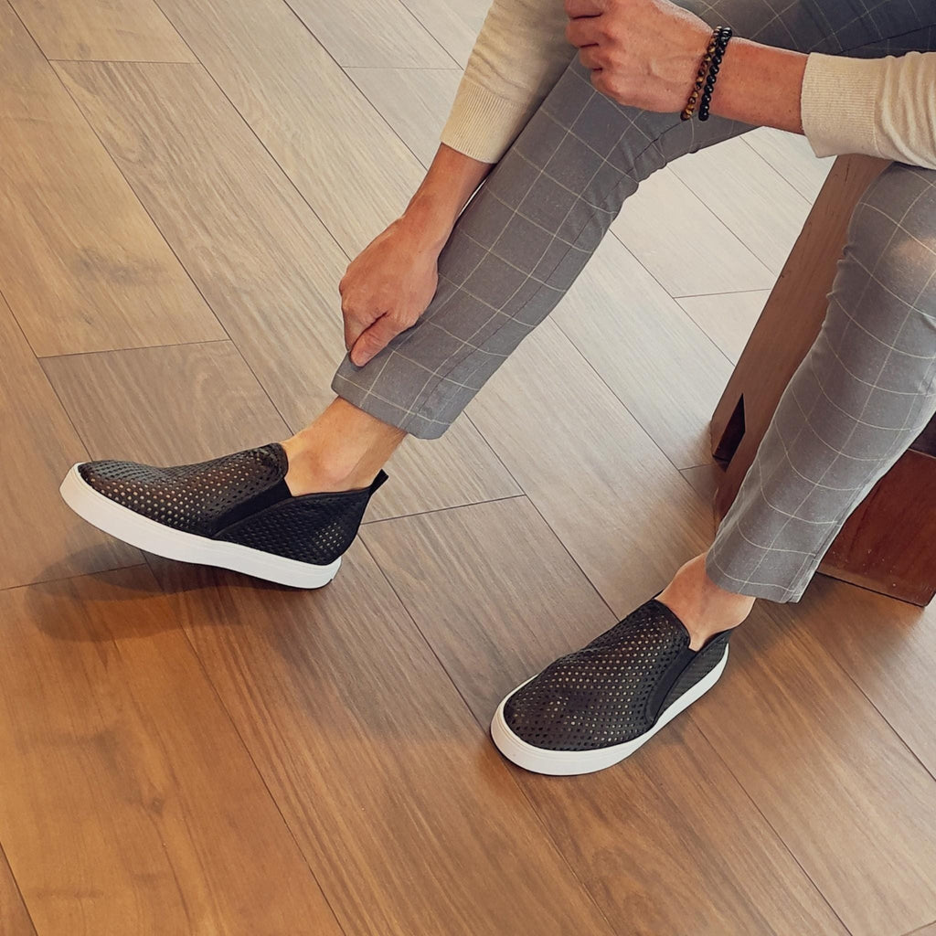 Jibs Mid Rise Jet Black leather slip-on sneaker shoes sustainable Editorial