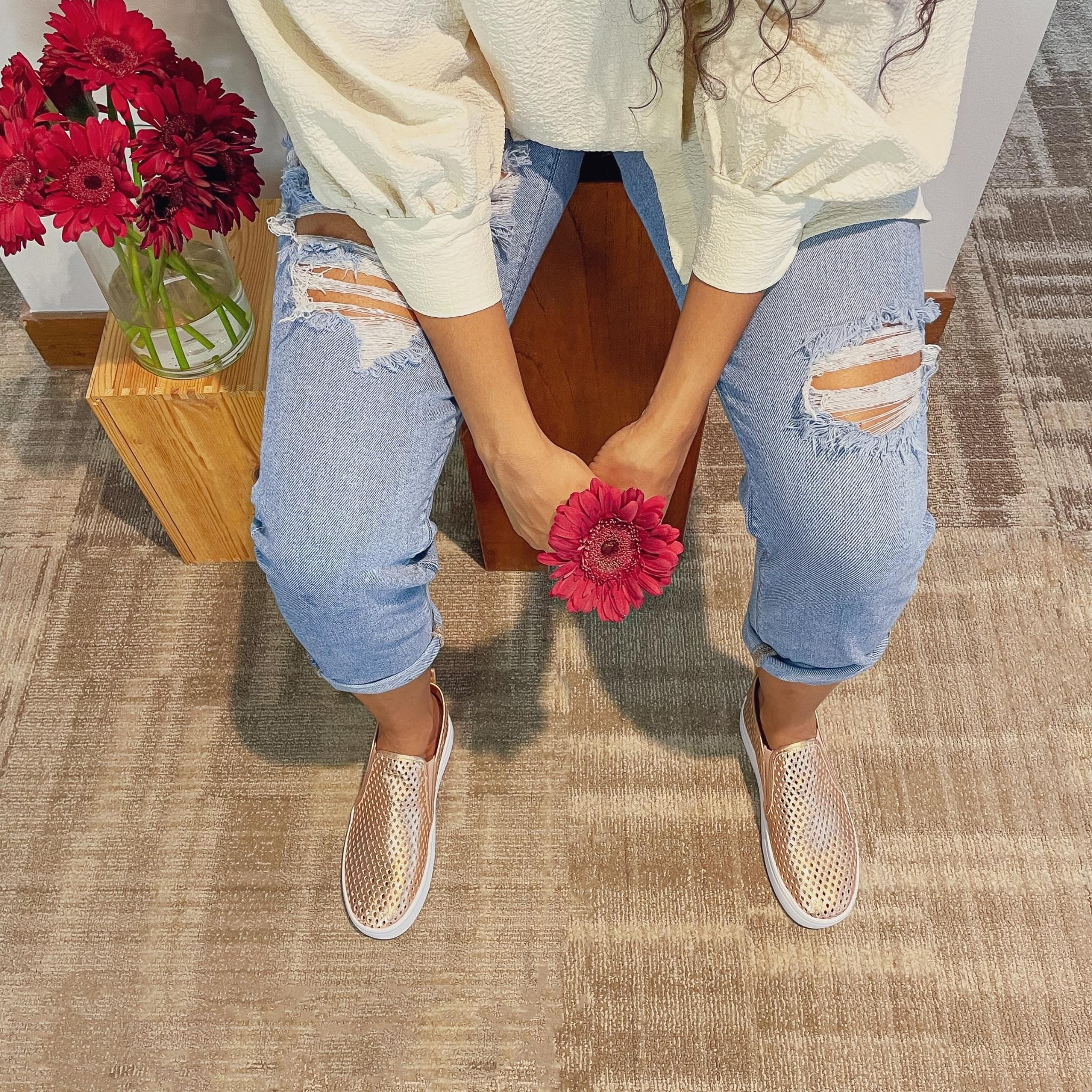 Jibs Mid Rise Rose Gold leather slip-on sneaker shoes sustainable Editorial