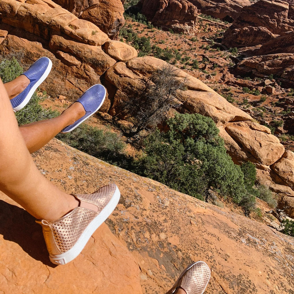 Jibs Mid Rise Rose Gold leather slip-on sneaker shoes sustainable Editorial