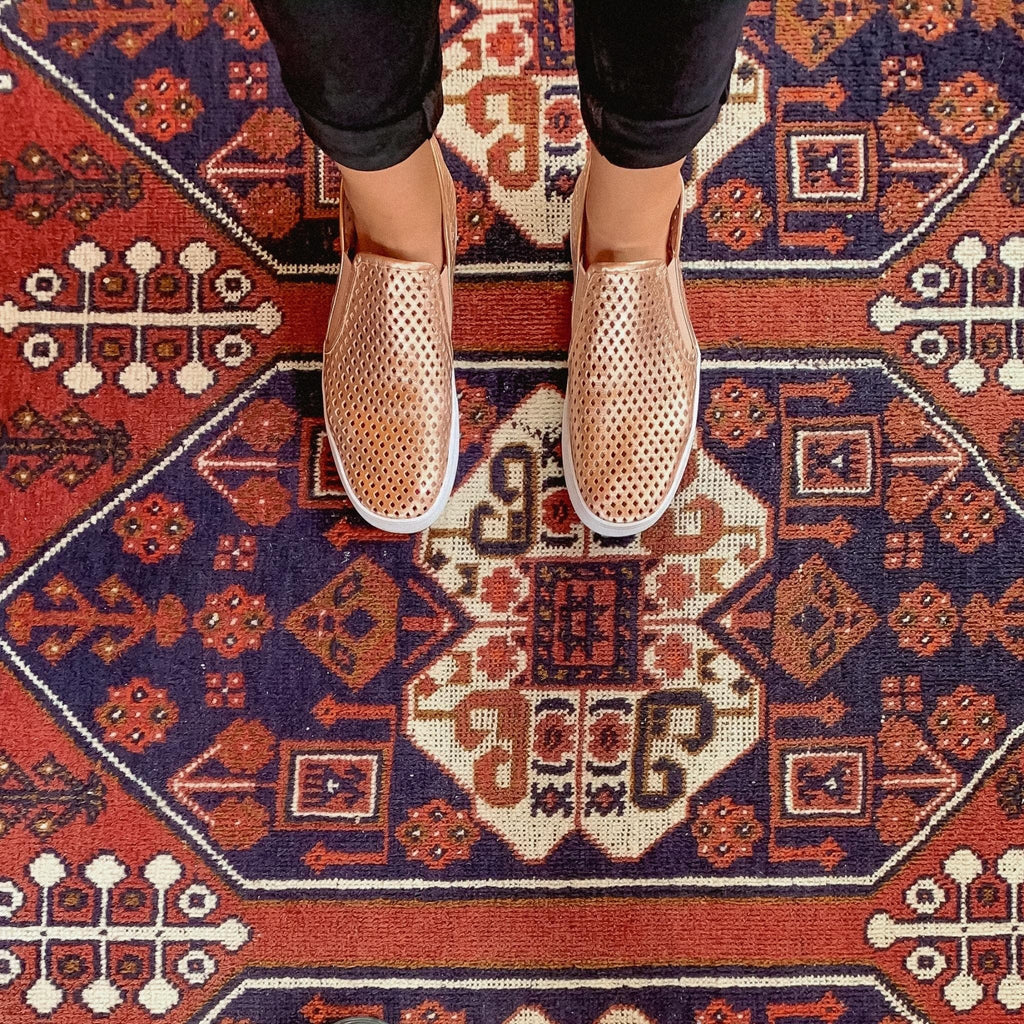 Jibs Mid Rise Rose Gold leather slip-on sneaker shoes sustainable Editorial