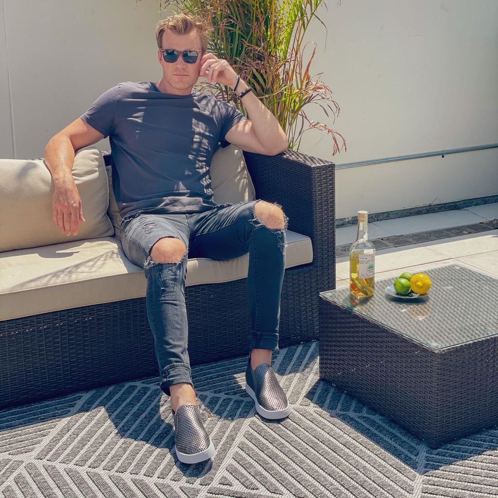 Jibs Mid Rise Space Gray leather slip-on sneaker shoes sustainable Editorial