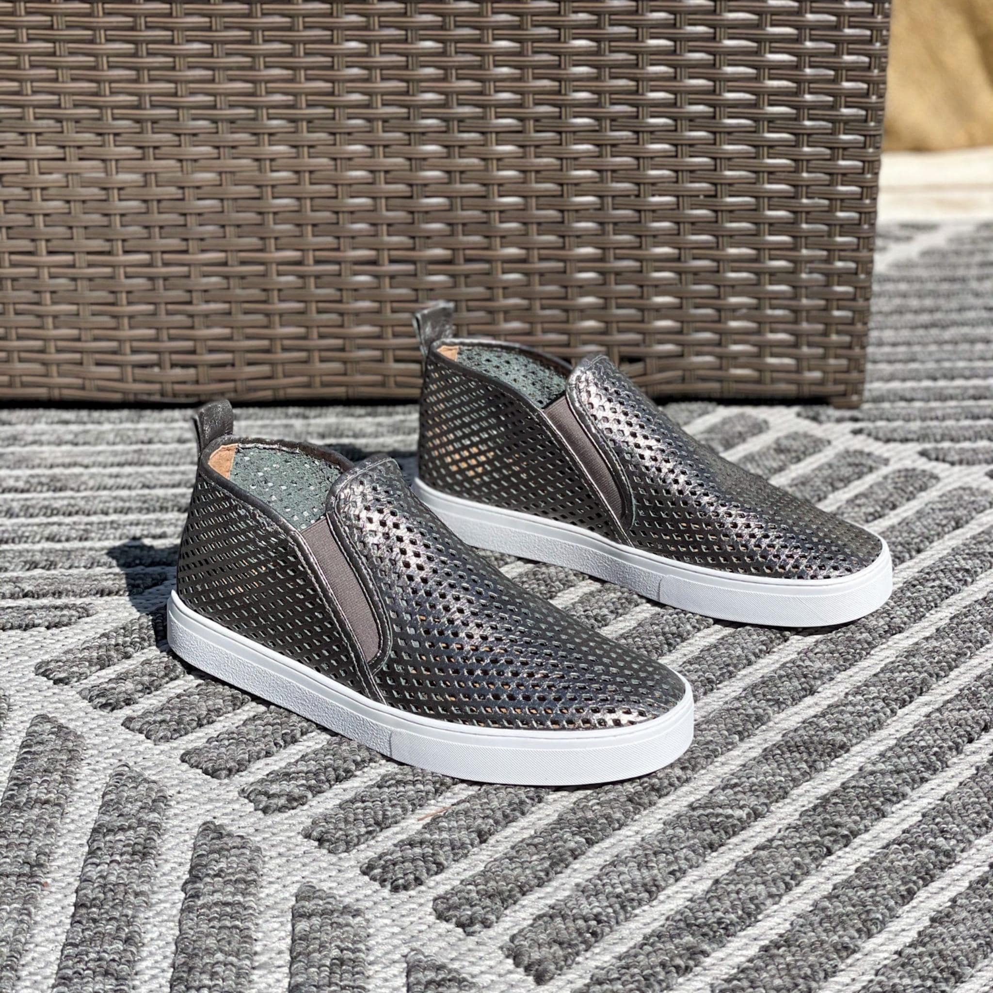 Jibs Mid Rise Space Gray leather slip-on sneaker shoes sustainable Editorial