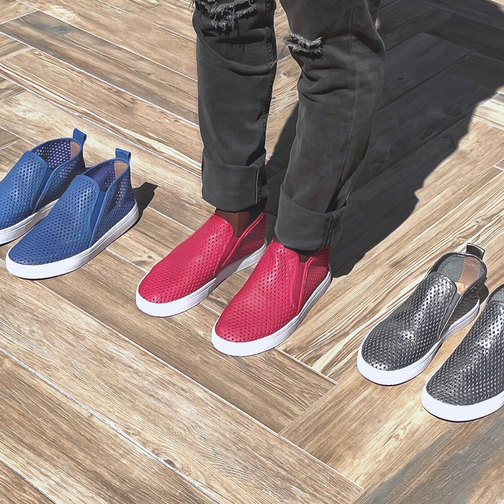 Jibs Mid Rise True Red leather slip-on sneaker shoes sustainable Editorial