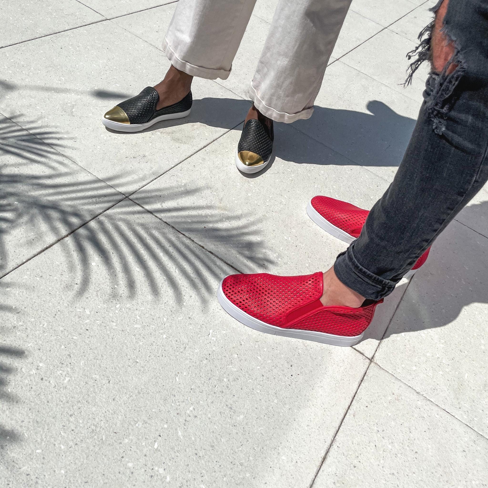 Jibs Mid Rise True Red leather slip-on sneaker shoes sustainable Editorial