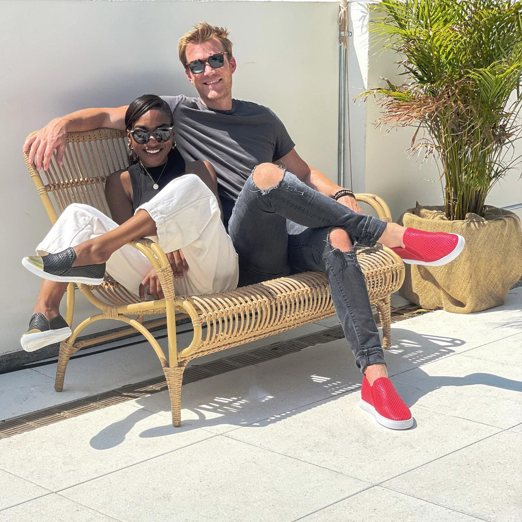 Jibs Mid Rise True Red leather slip-on sneaker shoes sustainable Editorial