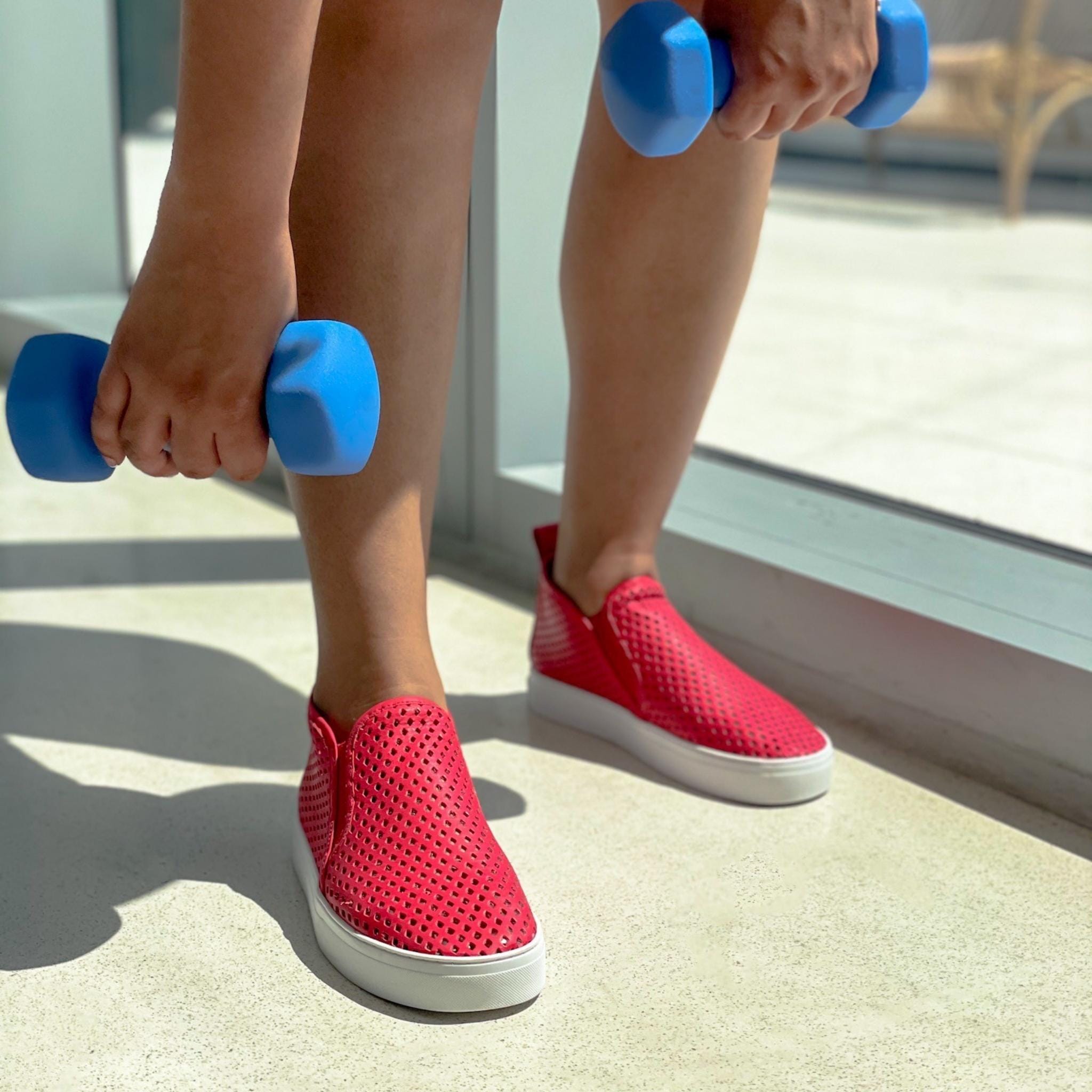 Jibs Mid Rise True Red leather slip-on sneaker shoes sustainable Editorial