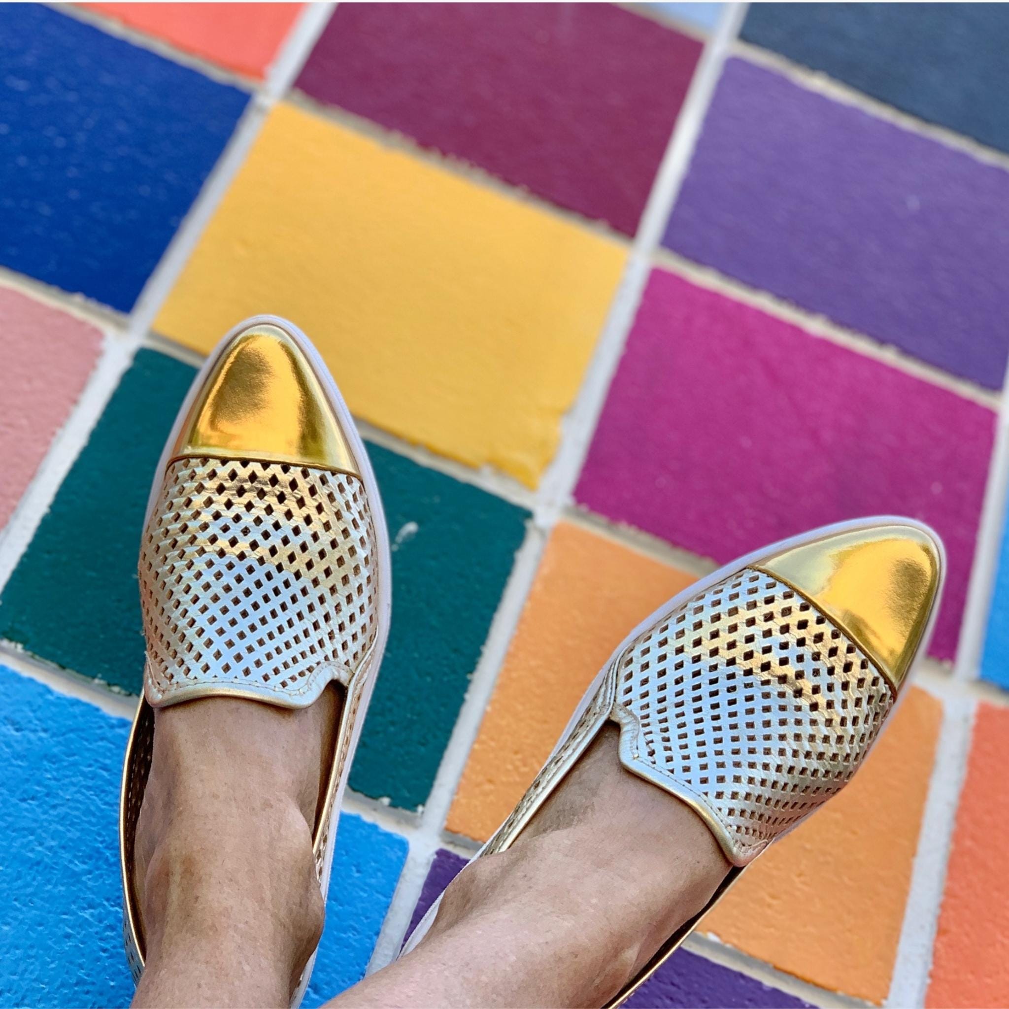 Jibs Slim Gold + Gold Toe Cap leather slip-on sneaker flat shoes sustainable Editorial