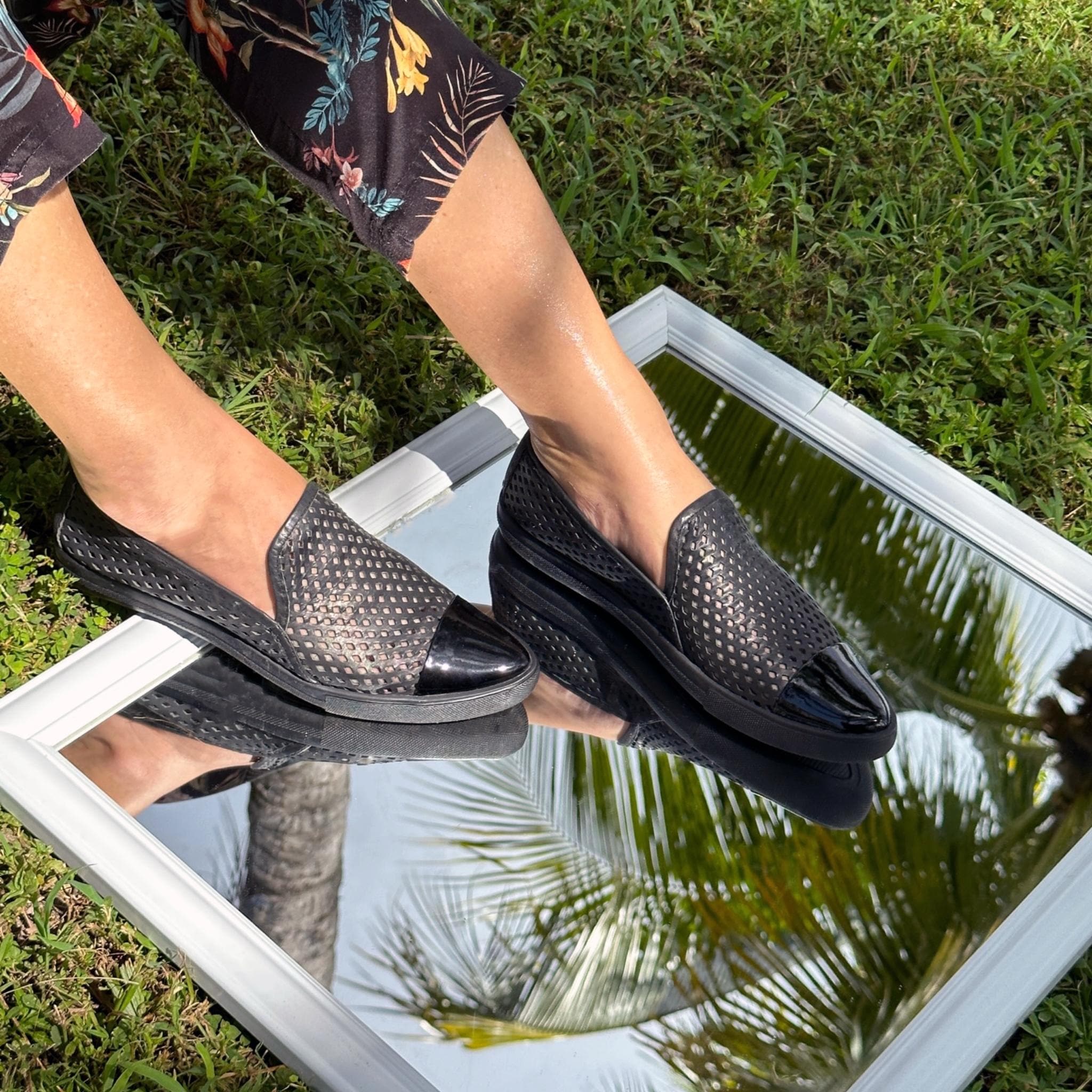 Jibs Slim Jet Black + Onyx Royale Toe Cap leather slip-on sneaker flat shoes sustainable Editorial