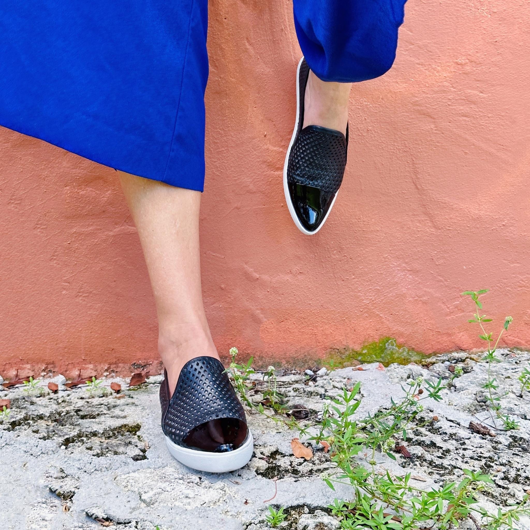 Jibs Slim Jet Black + Onyx Toe Cap leather slip-on sneaker flat shoes sustainable Editorial