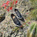 Jibs Slim Jet Black + Onyx Toe Cap leather slip-on sneaker flat shoes sustainable Editorial