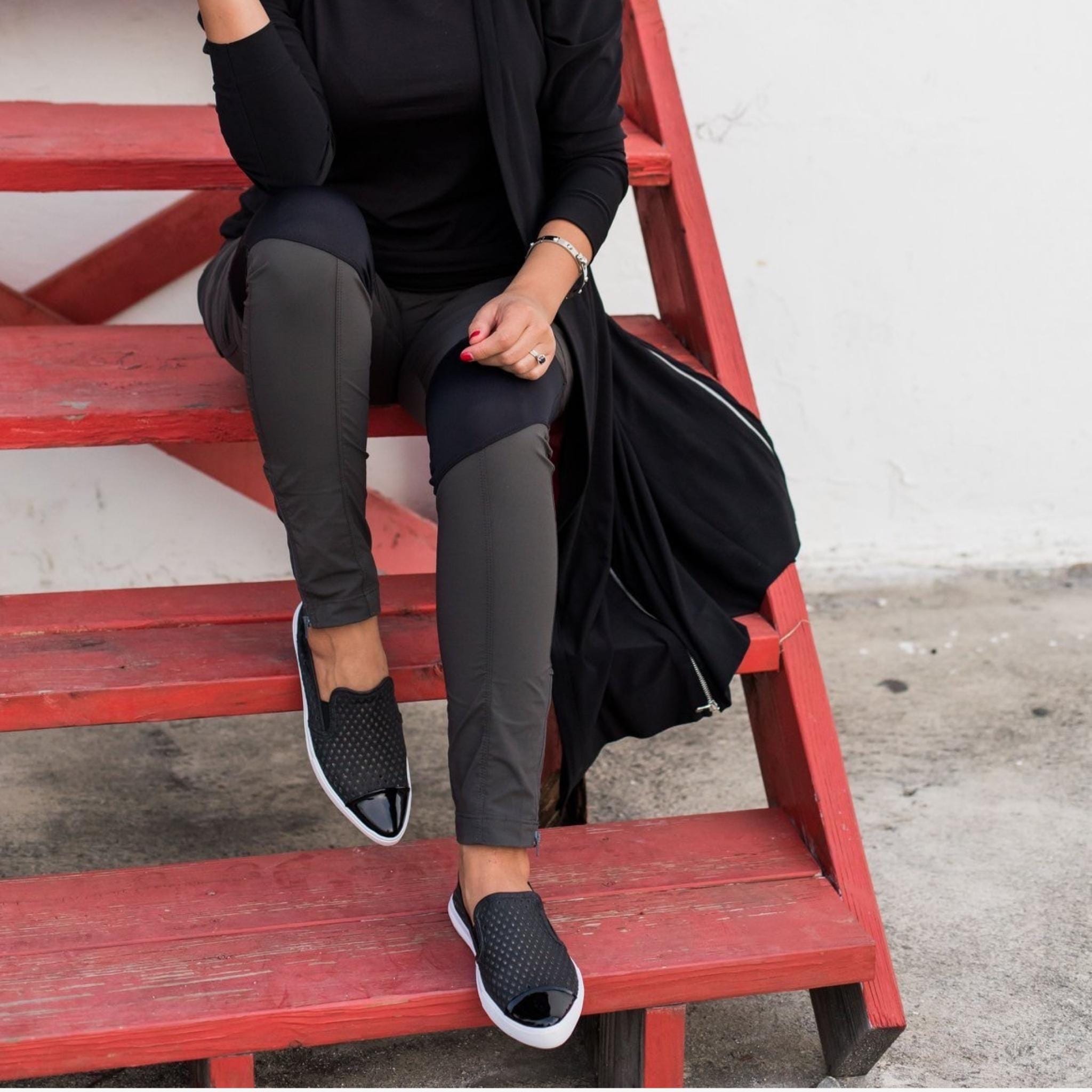Jibs Slim Jet Black + Onyx Toe Cap leather slip-on sneaker flat shoes sustainable Editorial