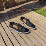 Jibs Slim Jet Black + Onyx Toe Cap leather slip-on sneaker flat shoes sustainable Editorial