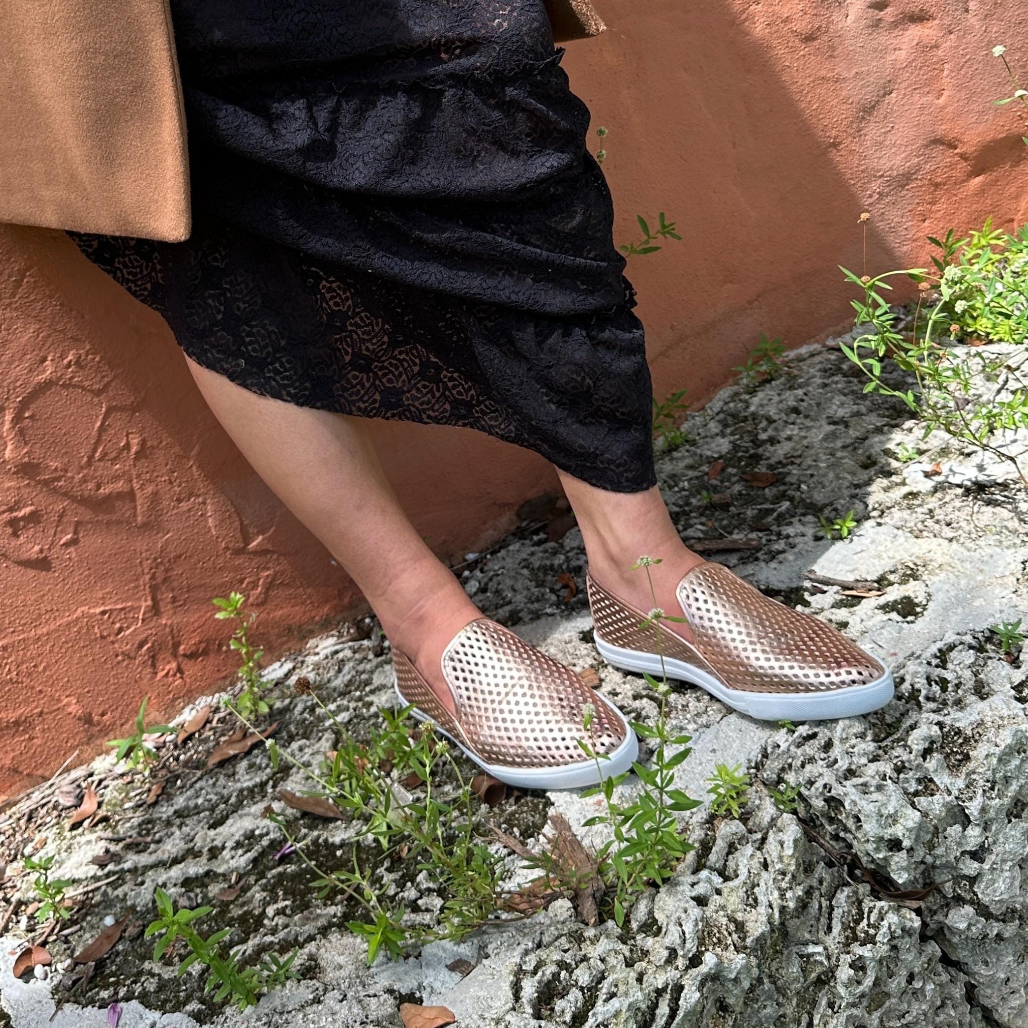 Jibs Slim Rose Gold leather slip-on sneaker flat shoes sustainable Editorial