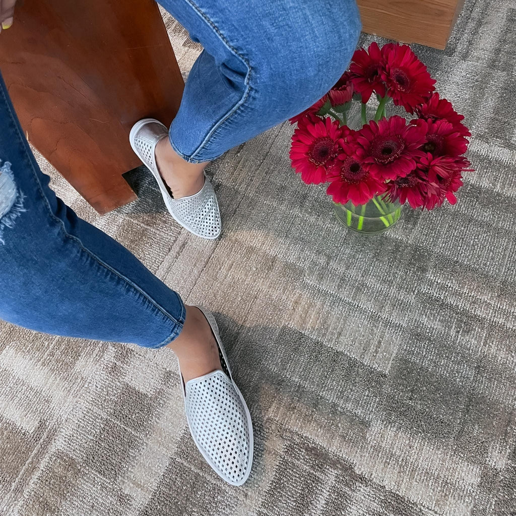 Jibs Slim Silver leather slip-on sneaker flat shoes sustainable Editorial