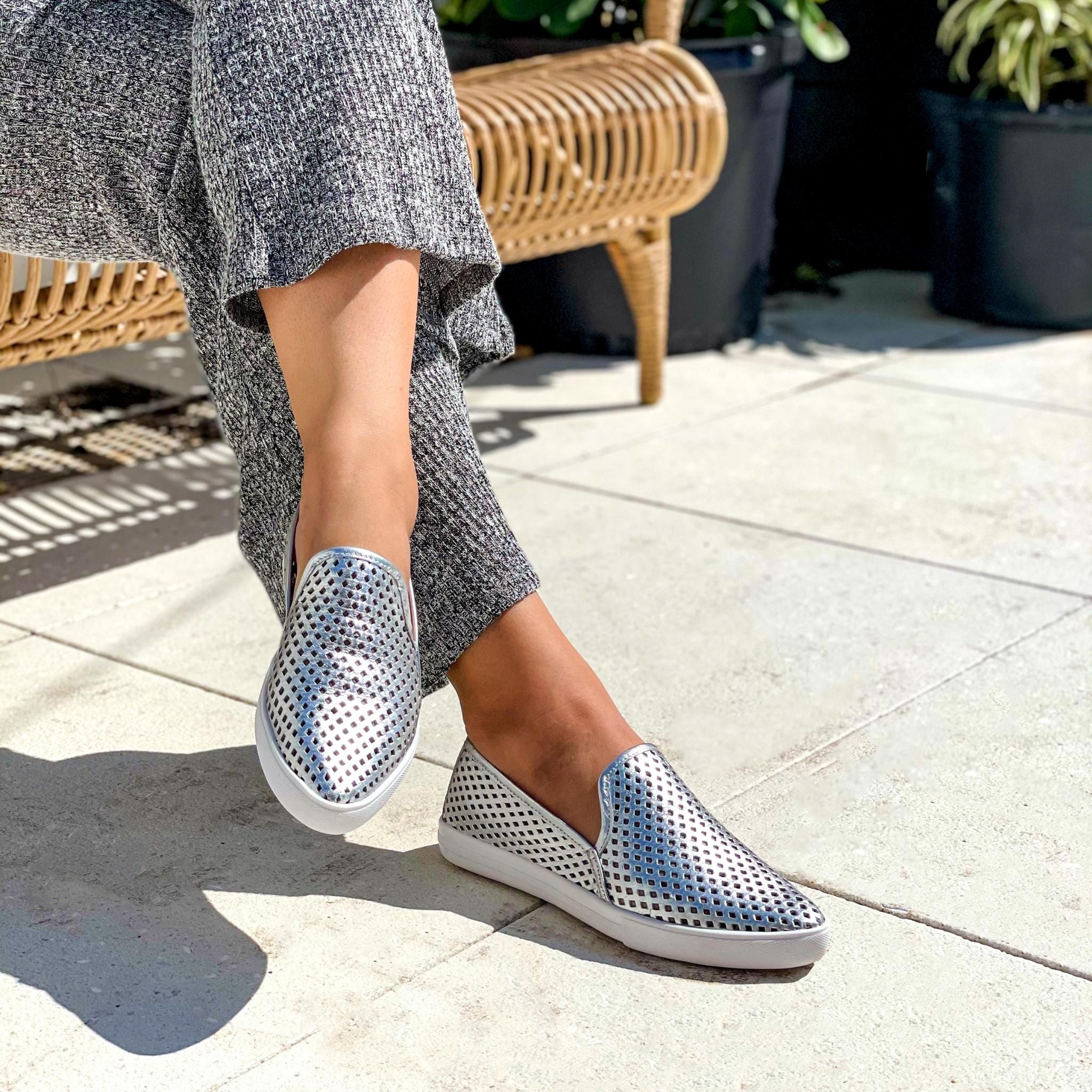 Jibs Slim Silver leather slip-on sneaker flat shoes sustainable Editorial