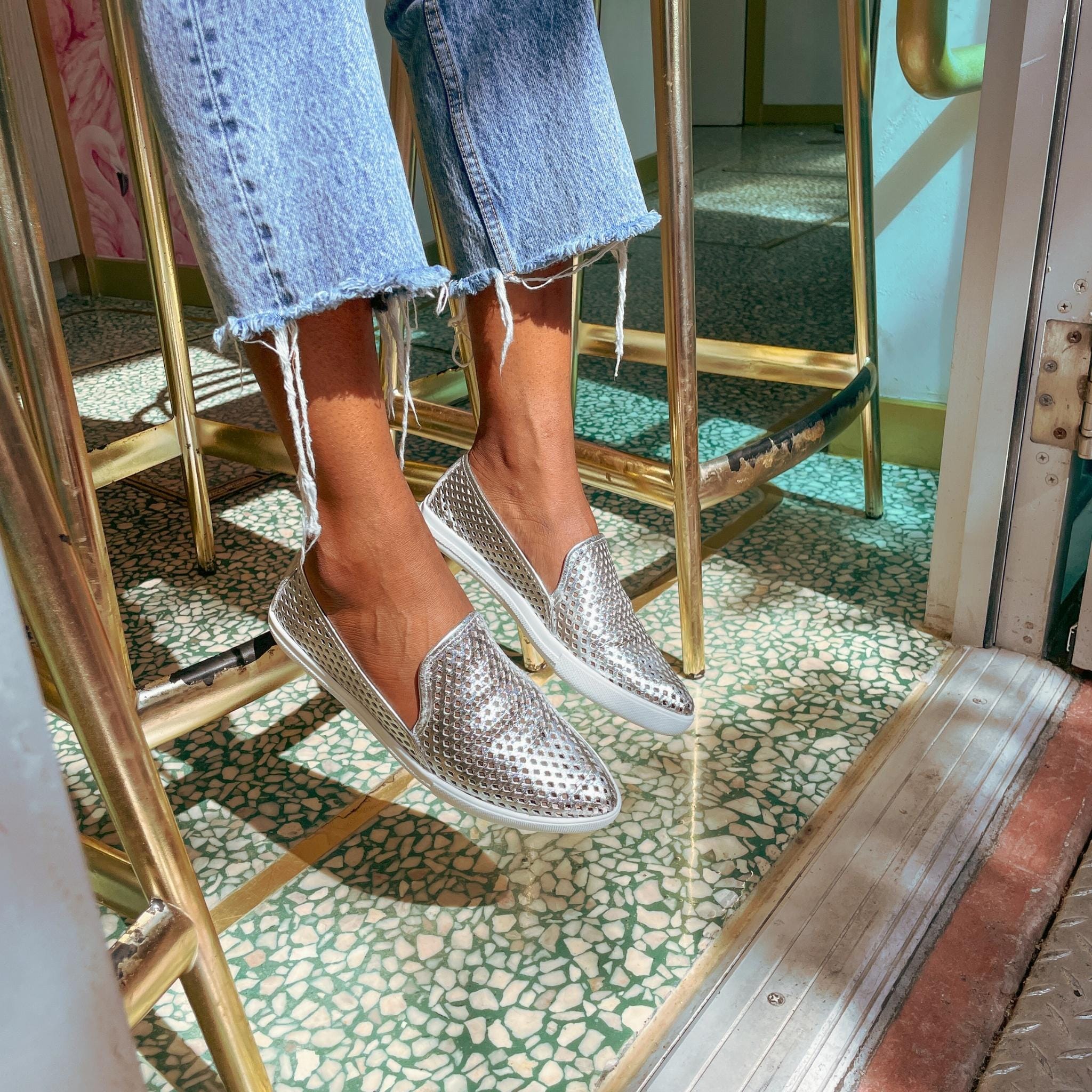 Jibs Slim Silver leather slip-on sneaker flat shoes sustainable Editorial