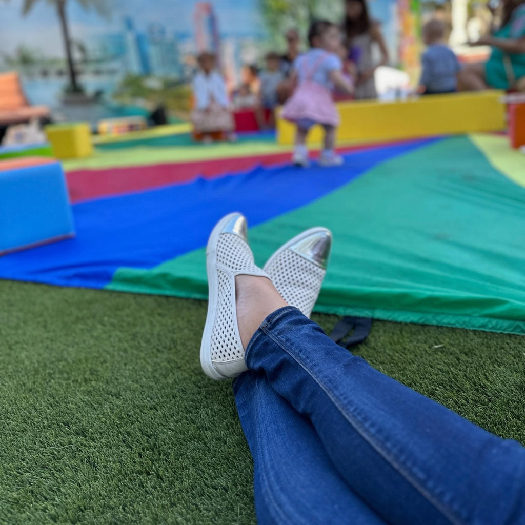 Jibs Slim Soft White + Silver Toe Cap leather slip-on sneaker flat shoes sustainable Editorial