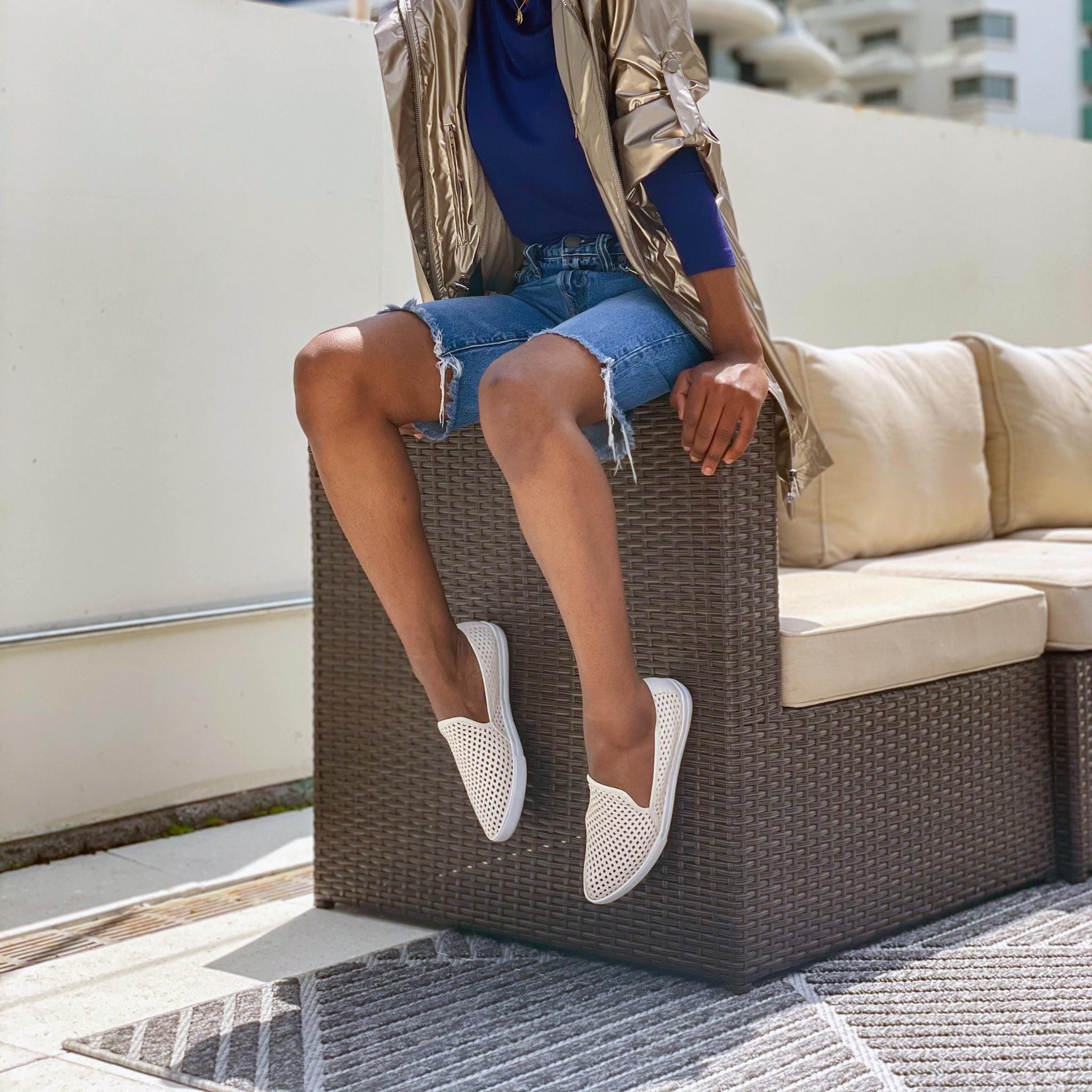 Jibs Slim Soft White leather slip-on sneaker flat shoes sustainable Editorial