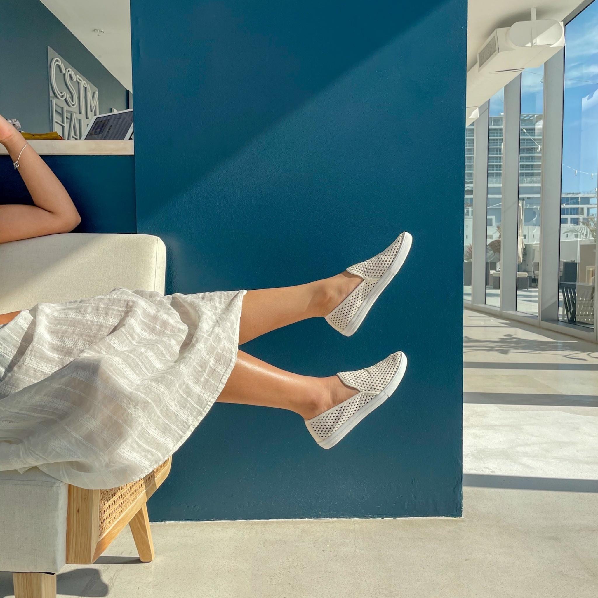 Jibs Slim Soft White leather slip-on sneaker flat shoes sustainable Editorial