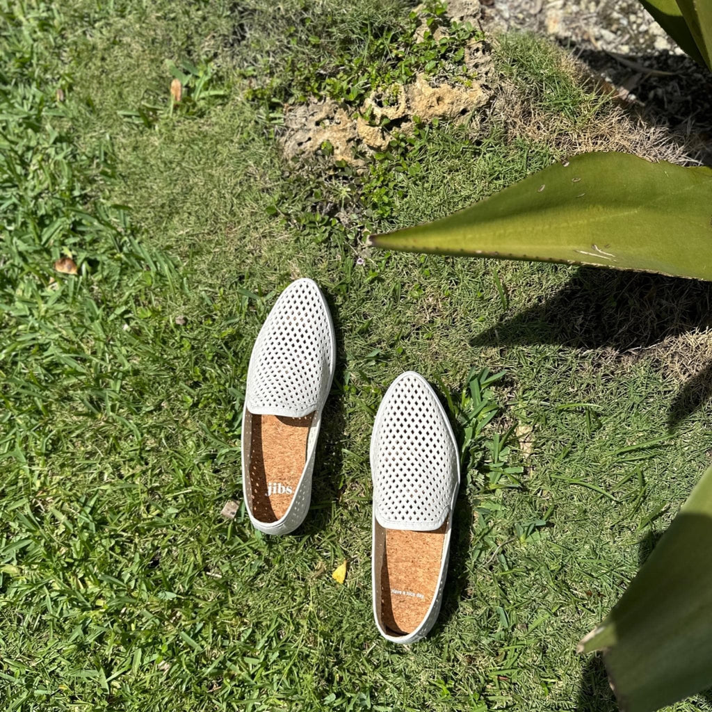 Jibs Slim Soft White leather slip-on sneaker flat shoes sustainable Editorial