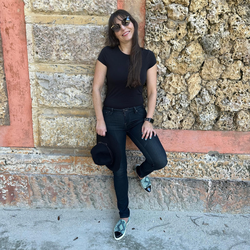 Jibs Slim Teal Python Toe Cap leather slip-on sneaker flat shoes sustainable Editorial