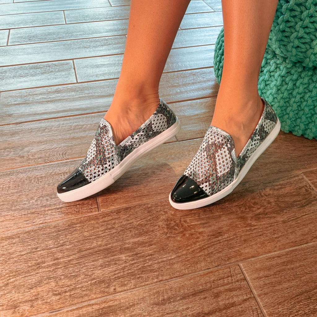 Jibs Slim Teal Python Toe Cap leather slip-on sneaker flat shoes sustainable Editorial