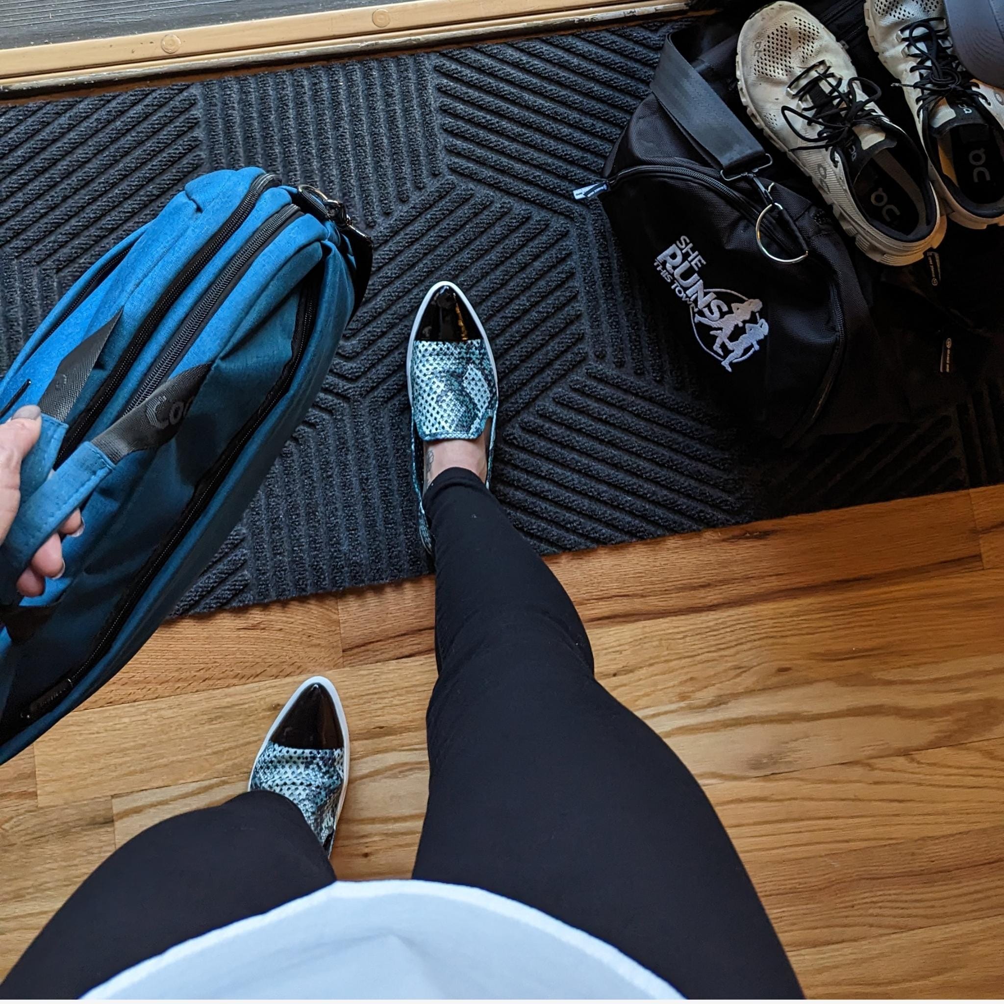 Jibs Slim Teal Python Toe Cap leather slip-on sneaker flat shoes sustainable Editorial